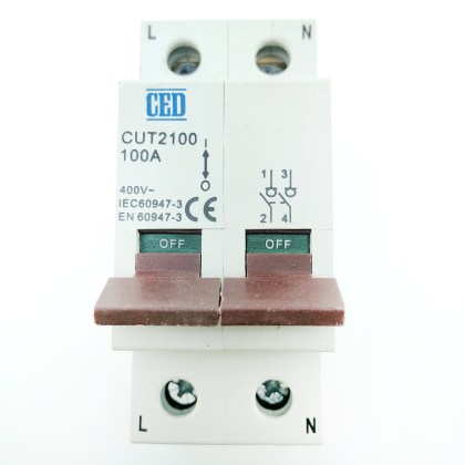 CED CUT2100 100A 100 Amp 2 Double Pole Isolator Main Switch Disconnector